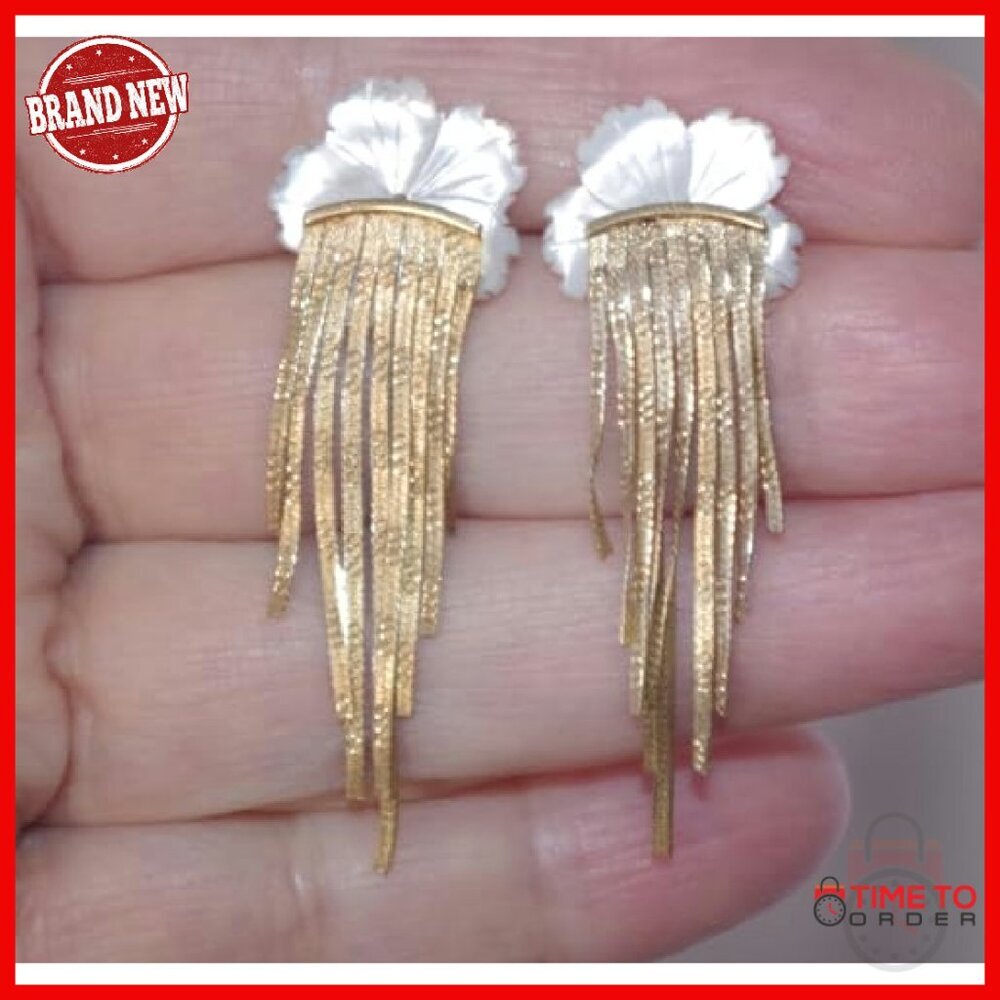 14mm Mother of Pearl Flower Stud Jackets, Handmade Jewelry Enhancers - Picture 8 of 8